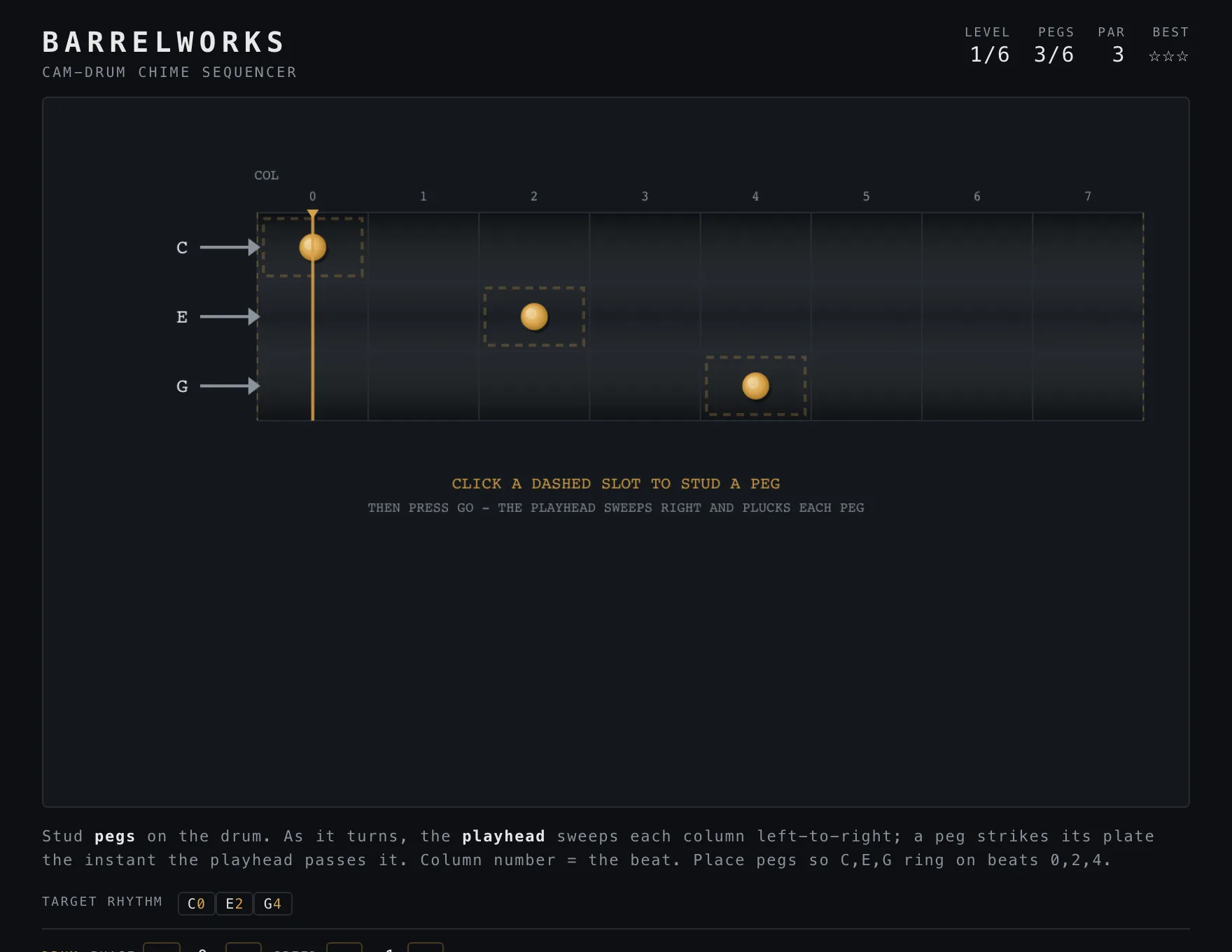 Barrelworks — Assembled stage of play