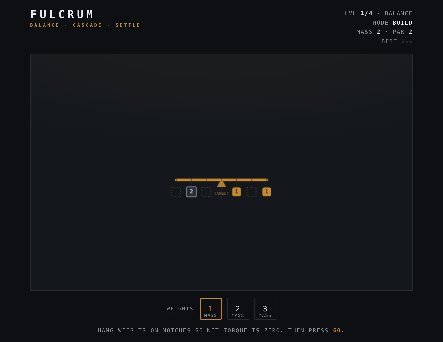Fulcrum — Assembled stage of play