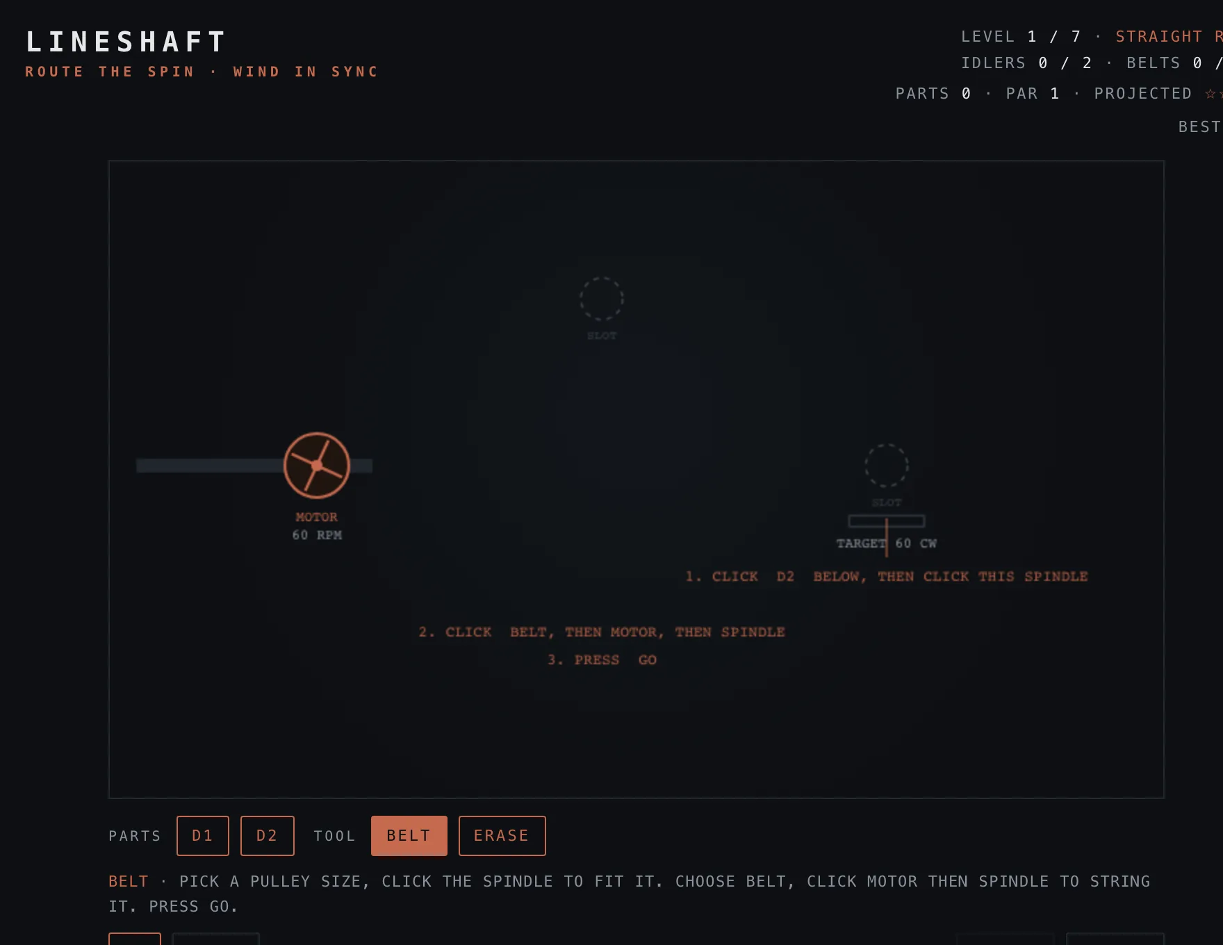 Lineshaft — Build stage of play