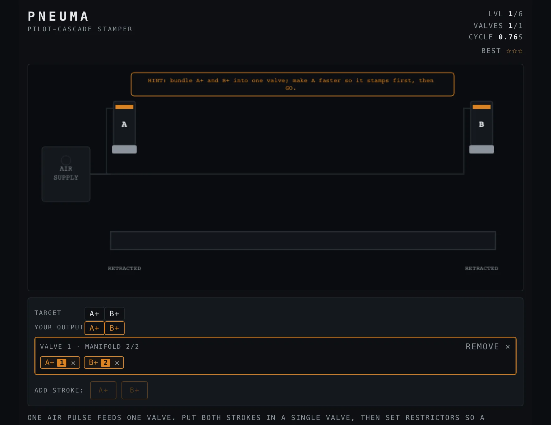 Pneuma — Assembled stage of play