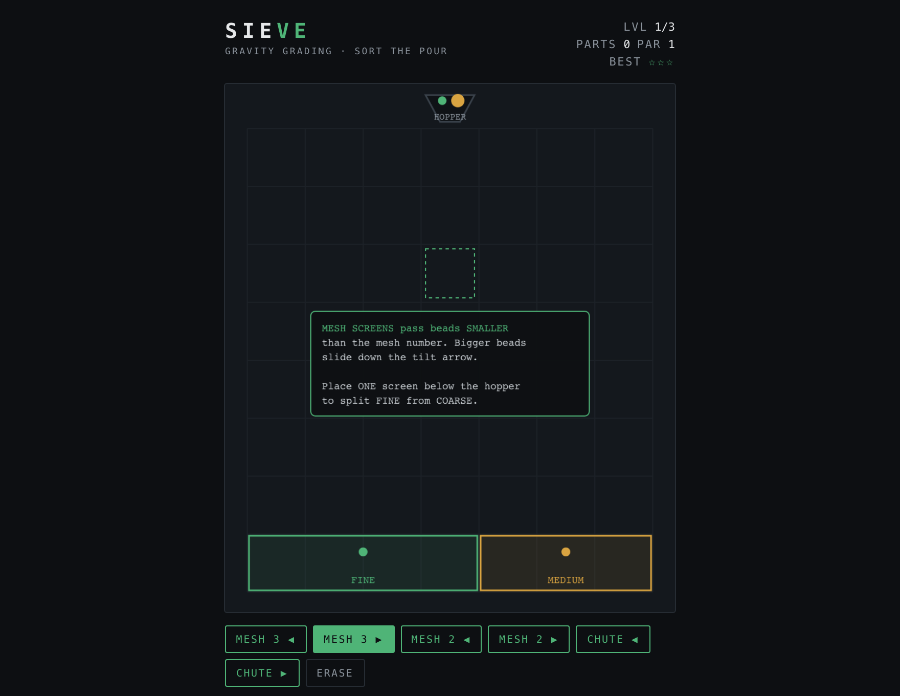 Sieve — Build stage of play